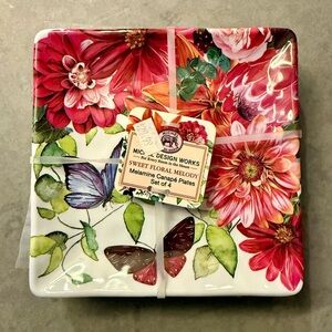 Floral Melamine Canapé Plates Set of 4 by Michel Design Works